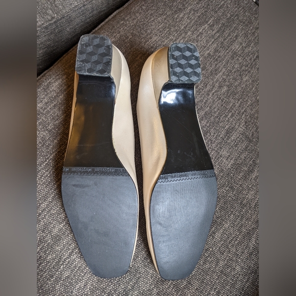 Magdesians 8 N leather white cream pumps retro low heel pearly wedding shoes - Picture 4 of 6